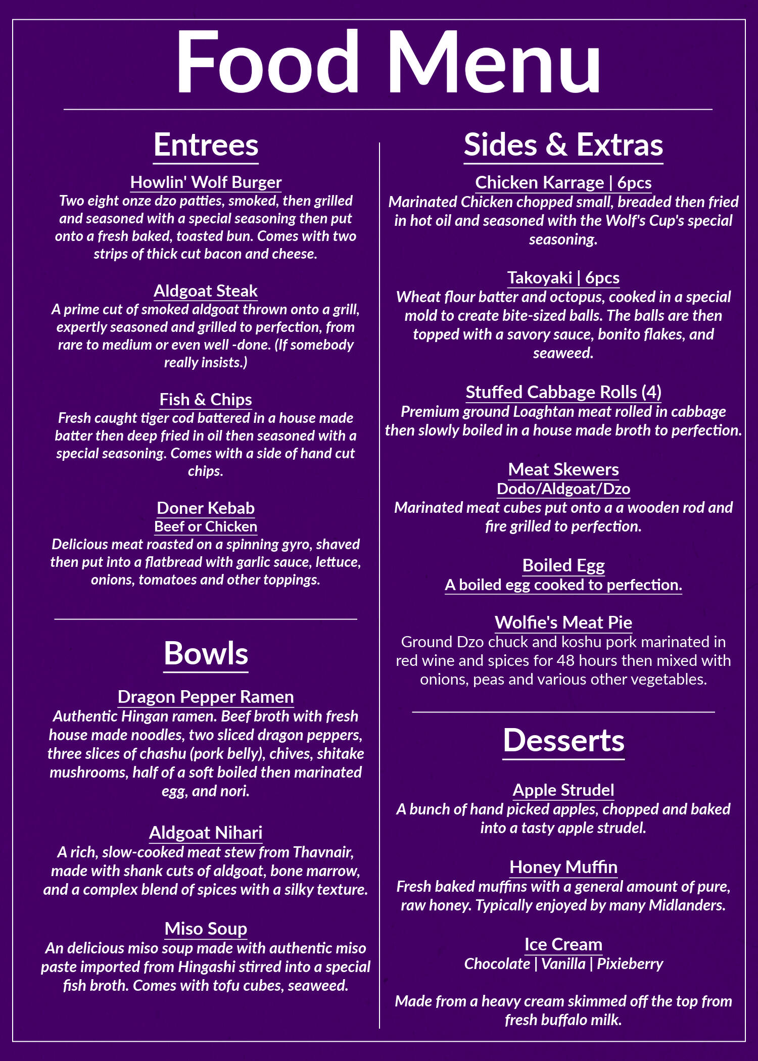 Food Menu