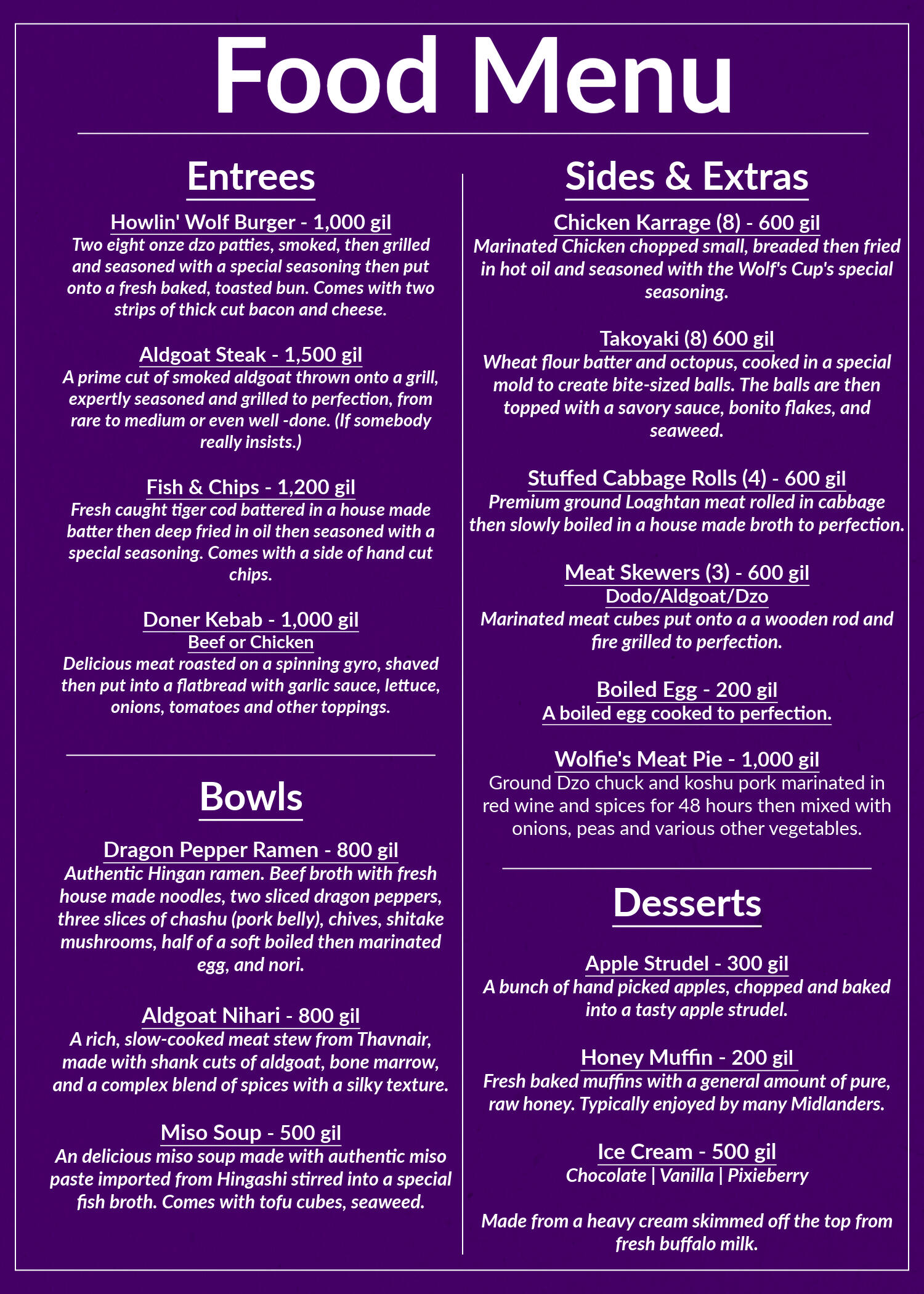 Food Menu Food Menu