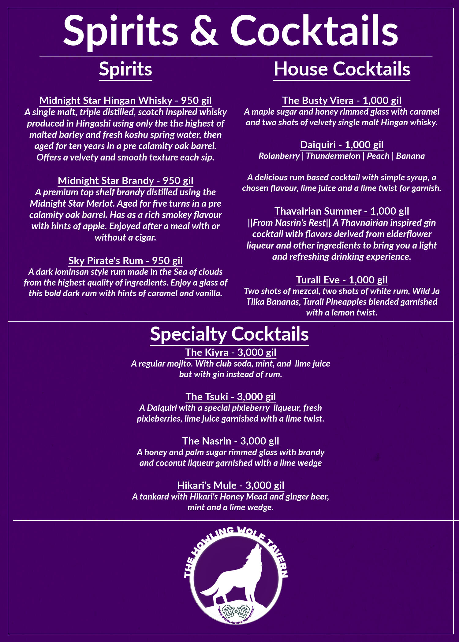 Spirits & Cocktails