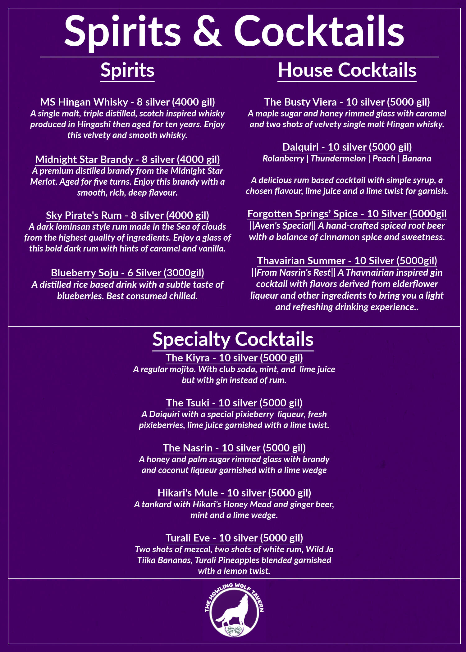 Spirits &amp; Cocktails