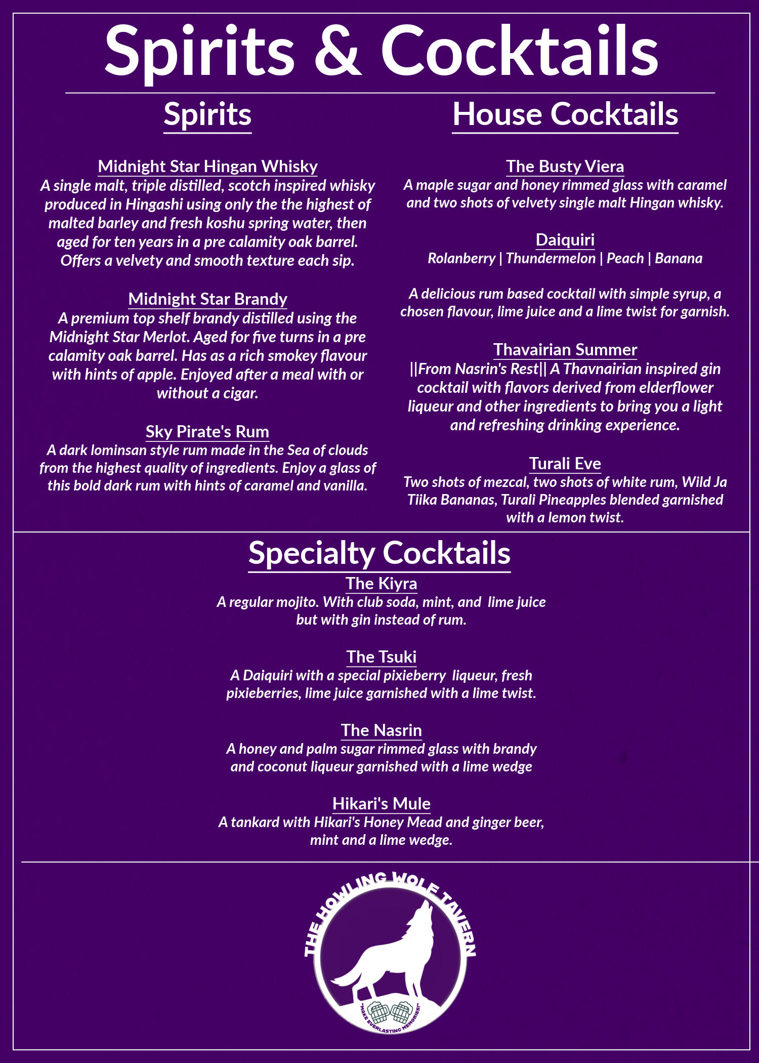 Spirits & Cocktails